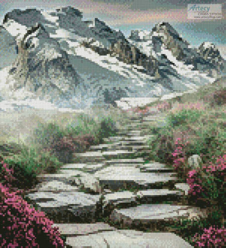 cross stitch pattern Stairway to the Mountains (Crop)