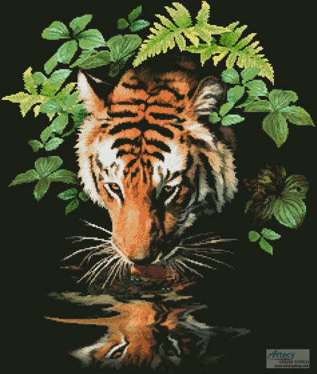 cross stitch pattern Tiger Reflection