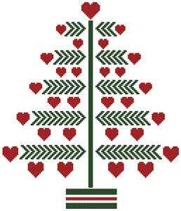 cross stitch pattern Heart Christmas Tree