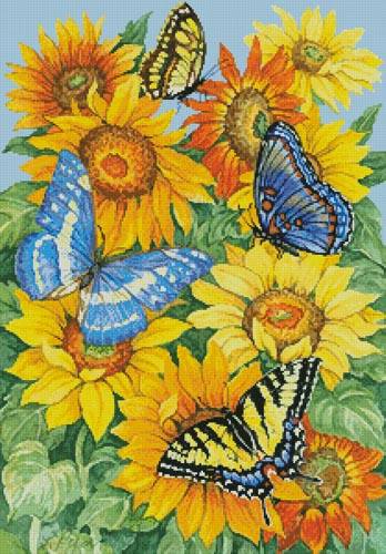 cross stitch pattern Butterflies on Sunflowers