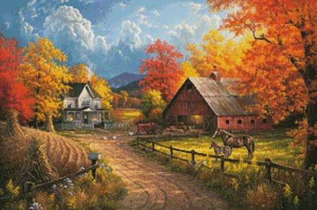 cross stitch pattern Country Blessings Painting