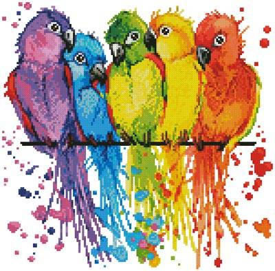 cross stitch pattern Mini Colourful Birds