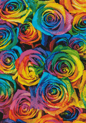 cross stitch pattern Rainbow Roses (Crop 1)