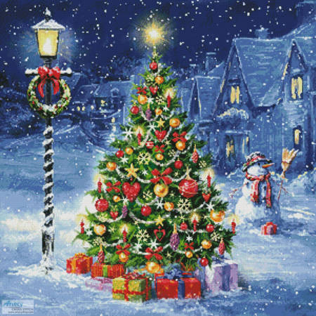 cross stitch pattern Snowman and Christmas Tree