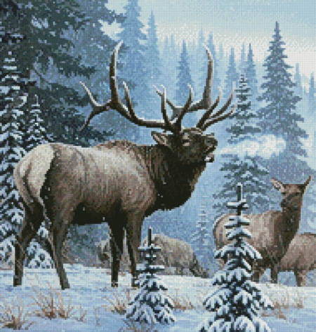 cross stitch pattern Winter Elk (Crop)