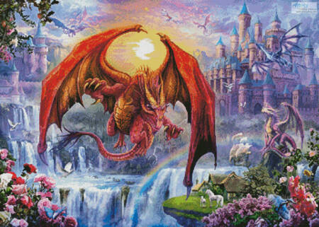 cross stitch pattern Kingdom with Dragons