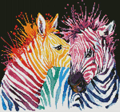 cross stitch pattern Mini Colourful Zebras