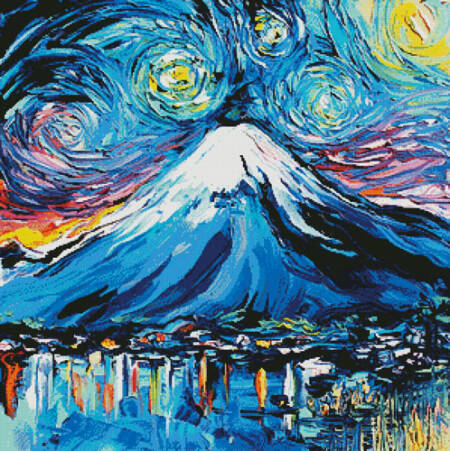 cross stitch pattern Van Gogh Never Saw Mount Fuji