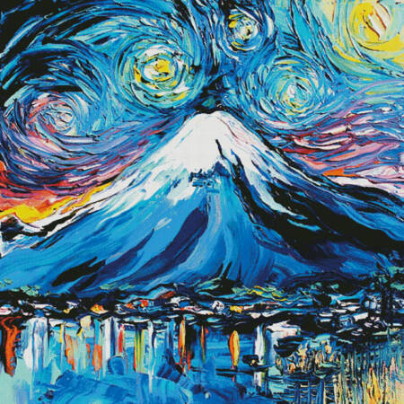cross stitch pattern Van Gogh Never Saw Mount Fuji (Large)
