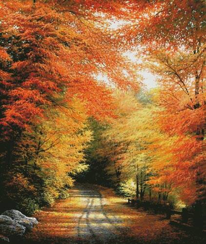 cross stitch pattern Autumn in New England (Large)