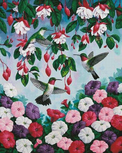cross stitch pattern Hummingbird Heaven (Large)