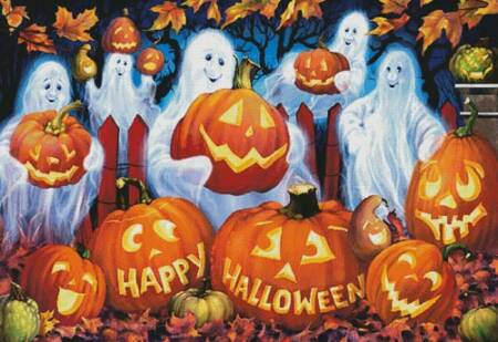 cross stitch pattern Happy Ghostly Halloween (Large)