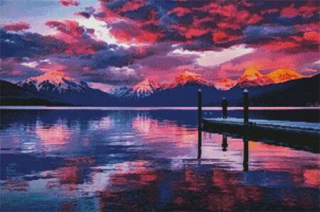 cross stitch pattern Lake McDonald Sunset