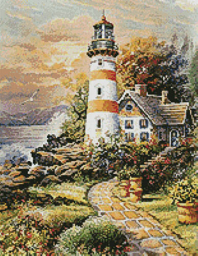 cross stitch pattern Mini Lighthouse Cottage