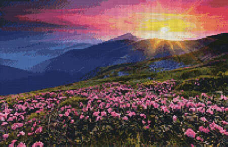 cross stitch pattern Mini Rhododendron Mountain Sunset