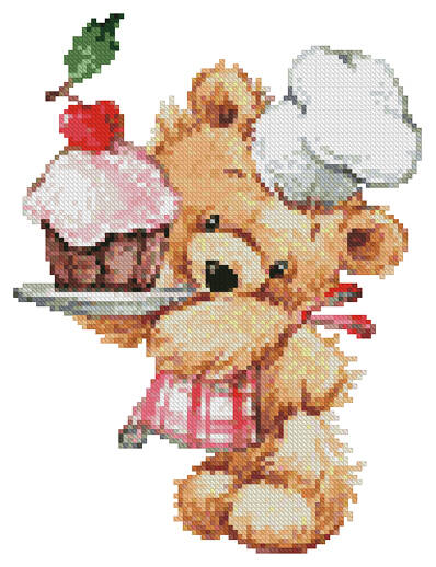 cross stitch pattern Mini Teddy Chef