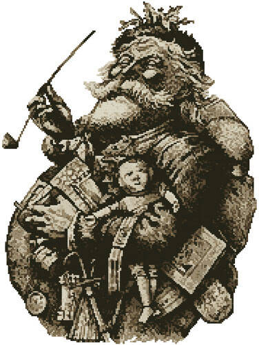 cross stitch pattern Merry Old Santa Claus (Sepia)