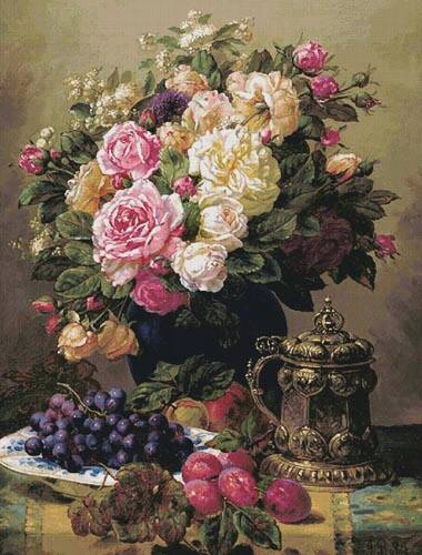 cross stitch pattern Still Life with a Vase of Flowers Large