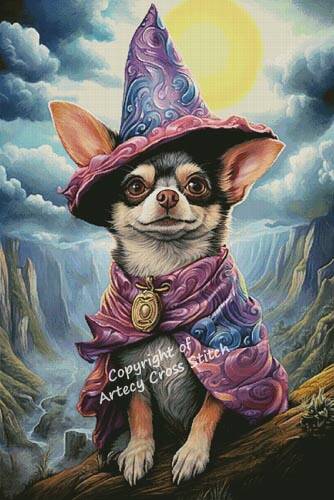 cross stitch pattern Chihuahua Wizard (Large)