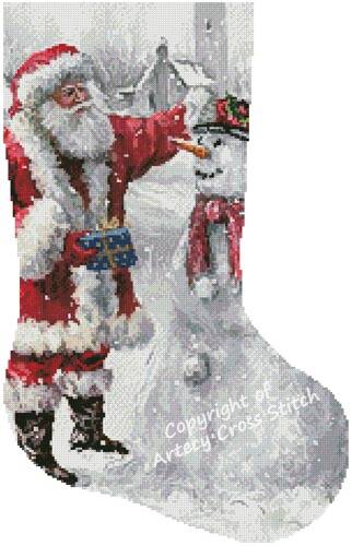cross stitch pattern Festive Frosty Stocking (Right)