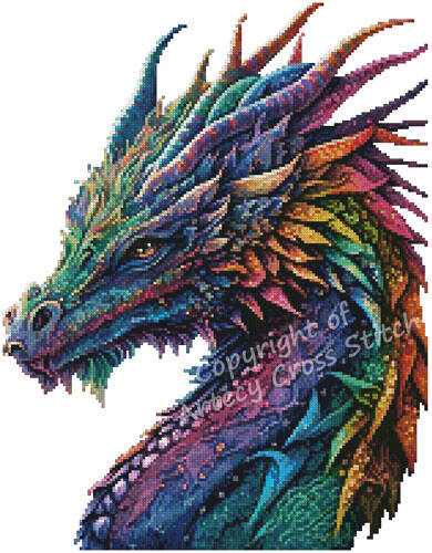 cross stitch pattern Mini Rainbow Dragon (No Background)