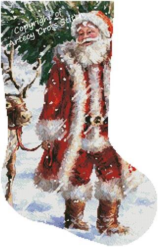 cross stitch pattern North Pole Tree Stocking (Right)