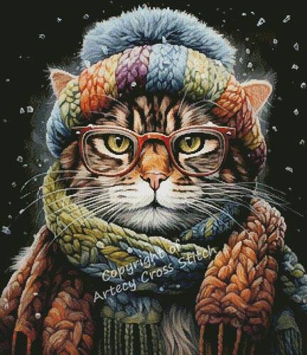cross stitch pattern Winter Kitty