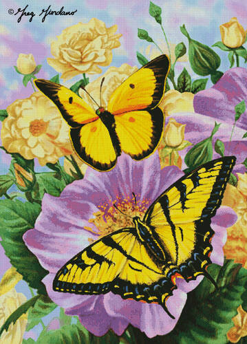 cross stitch pattern Yellow Butterflies (Large)