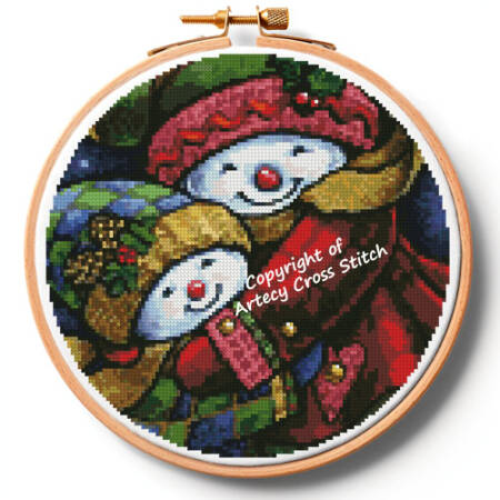 cross stitch pattern A Winter Hug Hoop (Medium)