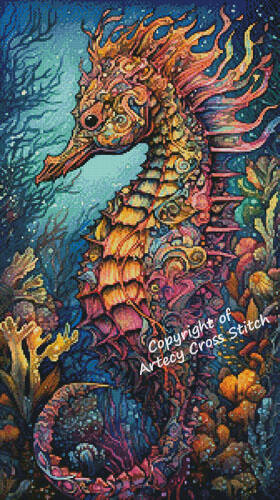 cross stitch pattern Colourful Abstract Seahorse