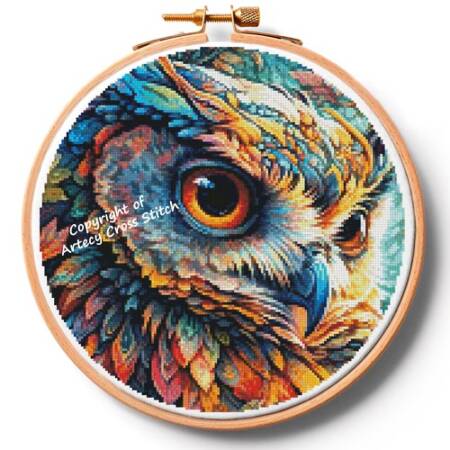 cross stitch pattern Colourful Abstract Owl Hoop (ExtraLarge)