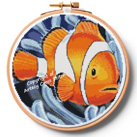 cross stitch pattern Clownfish 2 Hoop (Medium)