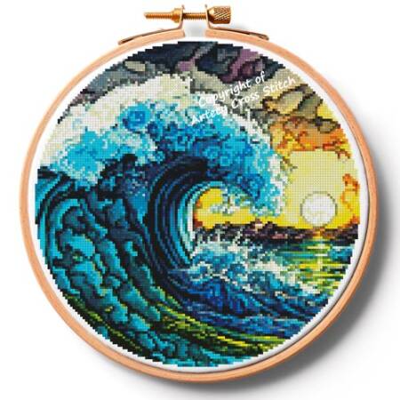 cross stitch pattern Colourful Ocean Hoop (Large)