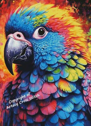 cross stitch pattern Colourful Parrot (Large)