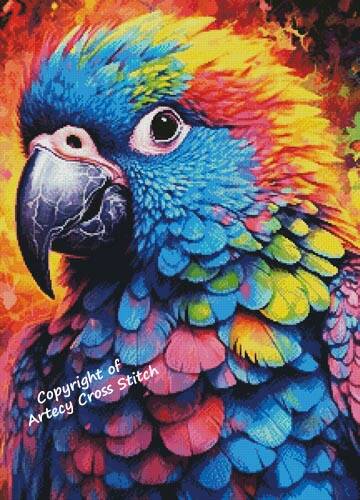 cross stitch pattern Colourful Parrot