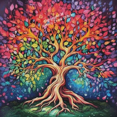 cross stitch pattern Colourful Tree (Large)