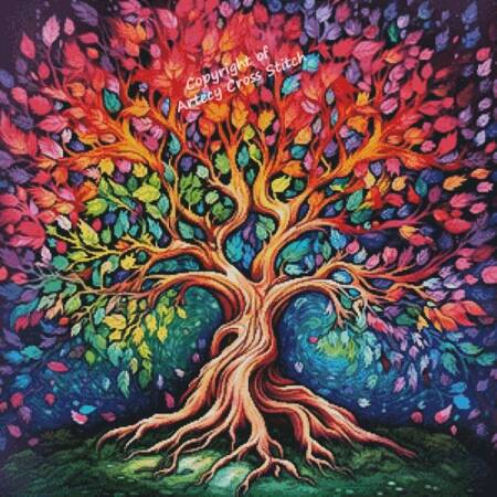 cross stitch pattern Colourful Tree