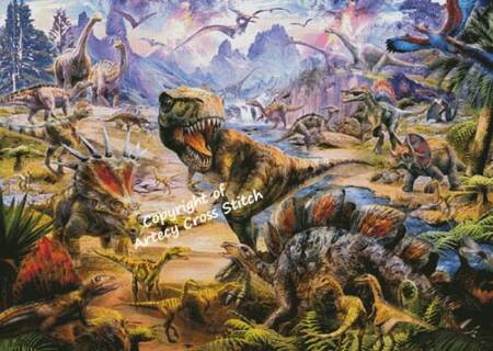 cross stitch pattern Dinosaurs Landscape (Large)