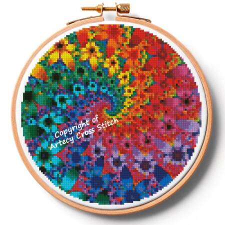 cross stitch pattern Fractal Flowers Hoop (Small)