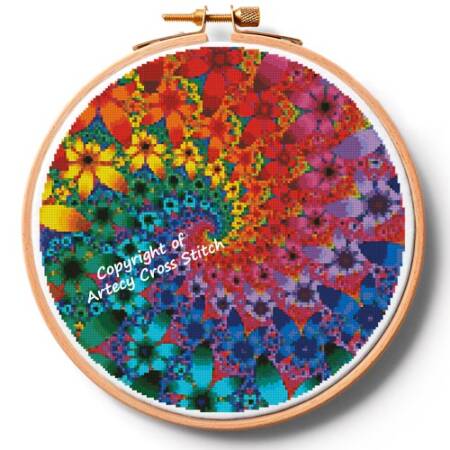 cross stitch pattern Fractal Flowers Hoop (Extra Large)