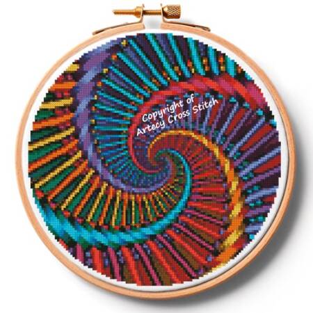 cross stitch pattern Fractal Spiral Hoop (Medium)