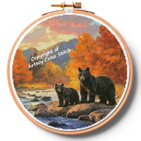 cross stitch pattern Golden Crossing Hoop (Large)