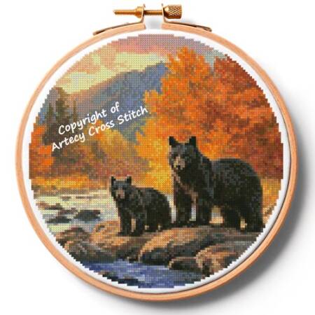 cross stitch pattern Golden Crossing Hoop (Medium)