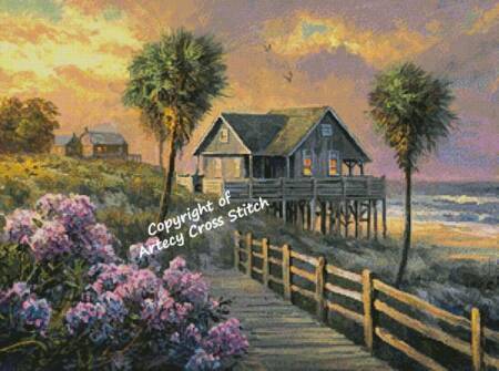 cross stitch pattern Hydrangea Boardwalk