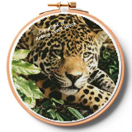 cross stitch pattern Jaguar at Rest Hoop (Large)