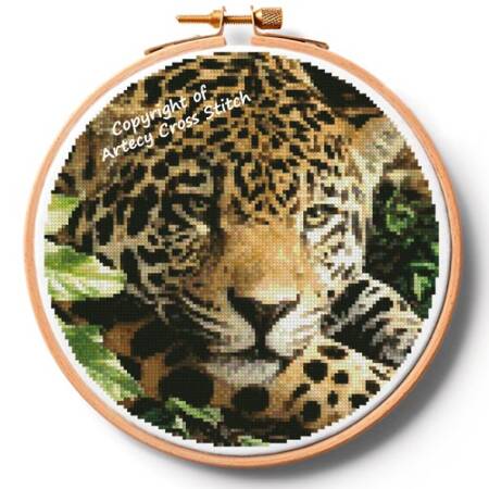 cross stitch pattern Jaguar at Rest Hoop (Medium)