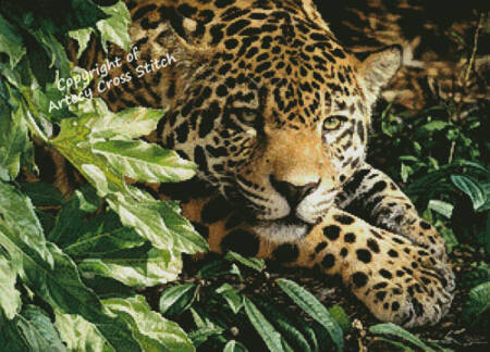 cross stitch pattern Jaguar at Rest