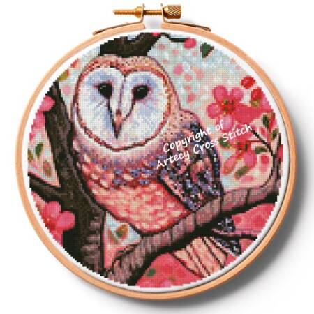 cross stitch pattern Life's a Hoot Hoop (Large)