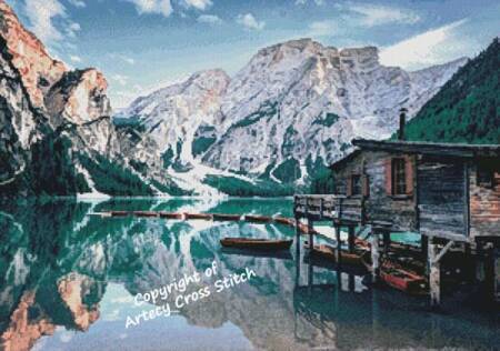 cross stitch pattern Lago di Braies, Italy