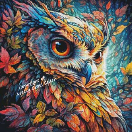 cross stitch pattern Mini Colourful Abstract Owl